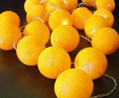 Yellow 6cm ball fairy lights - 100 decor and bulbs - 10 metre string party lights